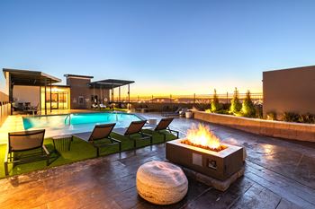 Chic Fireside Lounge with  Gorgeous Downtown Tulsa Views